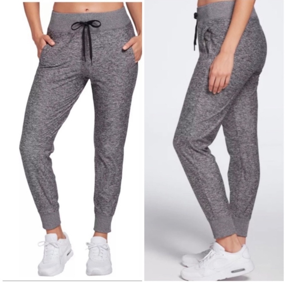 Heather Gray Knit Jogger Pants with Drawstring Waist